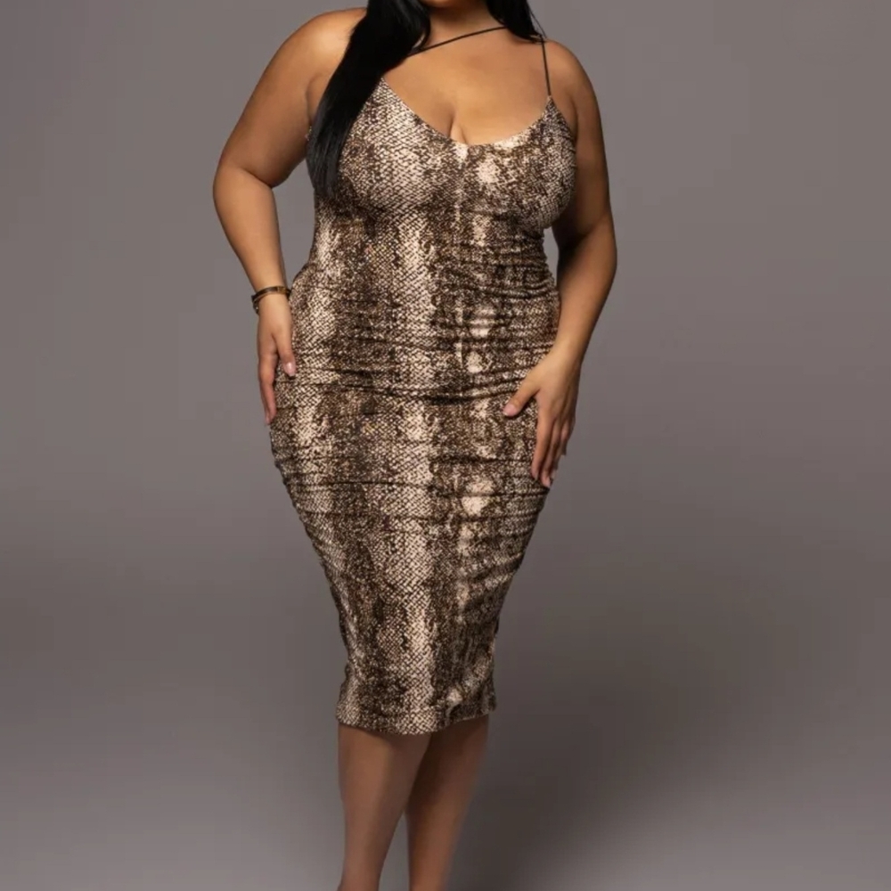 JLUXLABEL Snake Print Dress - Brown